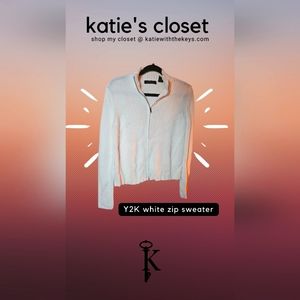 Y2k White Zip Sweater